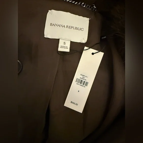 New $350 Banana Republic Faux Fur Long Brown Coat Jacket Small NWT - Picture 8 of 8